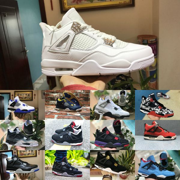 

2020 release bred 4s men trainer basketball shoes classic 4 pure money lighting royalty nrd raptor retroes black white cement brand shoes
