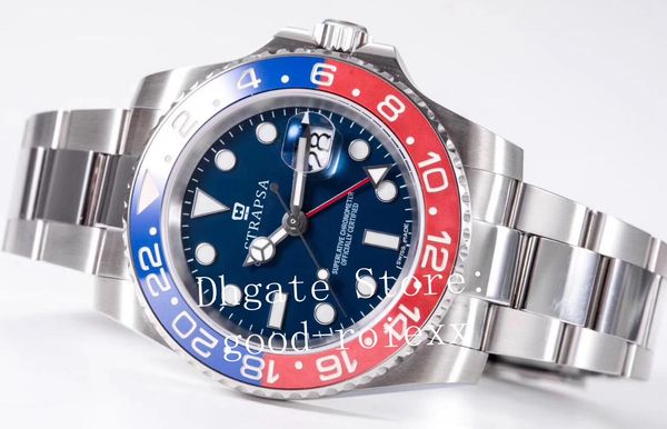 

mens red blue ceramic bezel dj factory automatic cal.3186 master watch 116719 men 904l steel jubilee bracelet gmt ii pepsi 126719 watches, Slivery;brown