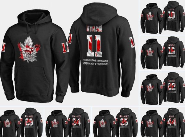 

custom toronto maple leafs usa flag hoodies mens 11 zach hyman 16 mitch marner 31 frederik andersen 91 john tavares nazem 43 kadri hockey, Black;red