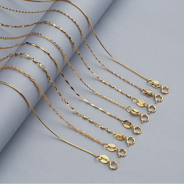 

s925 silver necklace womens korean-style silver bare chain jewelry sweater chain rose gold color gold clavicle necklace