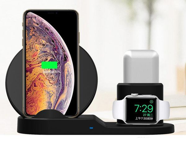 

qi беспроводное зарядное устройство подставка для iphone 8 plus x xs max xr беспроводная док-станция для зарядки 3 в 1 для apple airpods app