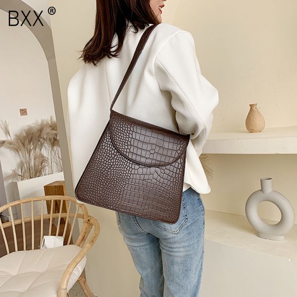 

bxx] crocodile pattern pu leather shoulder bags for women 2019 vintage quality handbags lady designer totes female bag hi916