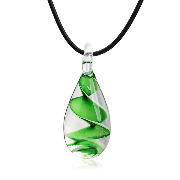

murano glass pendant necklace jewelry inspired cute mini clear glass waterdrop fashion jewelry for women 2019, Silver