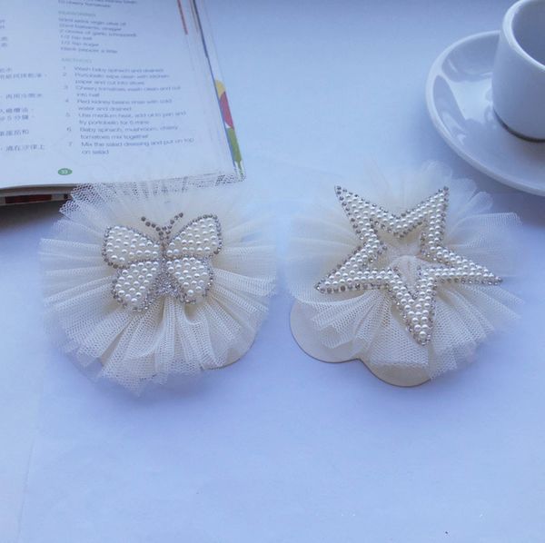 

boutique 10pcs fashion cute glitter butterfly hairpins solid rhinestone star lace floral hair clips princess hair accessories, Slivery;white