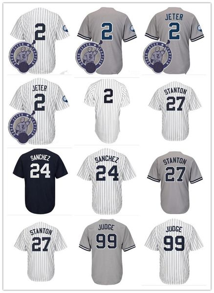 

99 aaron judge 2 derek jeter new jersey york 27 giancarlo stanton 24 gary sanchez baseball jerseys 2019 new, Blue;black