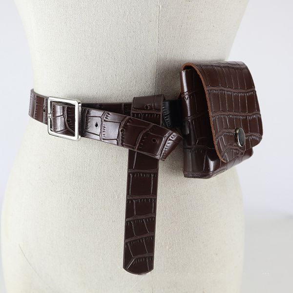 

waist bags pu leather crocodile pattern belt bag casual small fanny pack women fashion travel can disassemble metal buckle