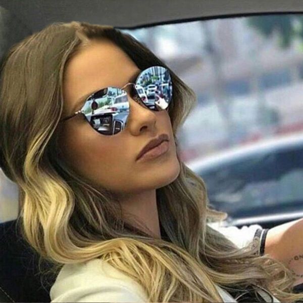 

2018 new arrival women classic brand designer cat eye sunglasses rimless metal frame sun glasses s'58051, White;black