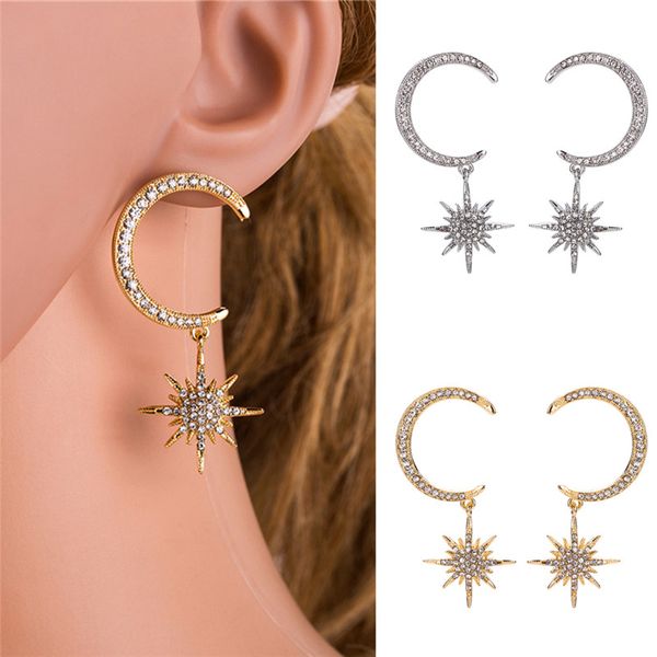 

ювелирное блестящая star moon серьги очаровательная серьги для женщин золото / серебро мода brincos женщины партии подруга подарков, Golden;silver