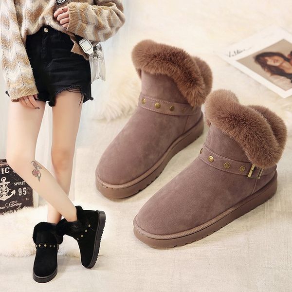 

women boots ladies winter warm ankle boots for women snow style round-toe slip on antiskid short female shoes y951, Black