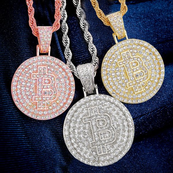 

mens golden iced out medallion necklace bitcoin initial b letter charm pendant necklace hip hop jewelry gift, Silver