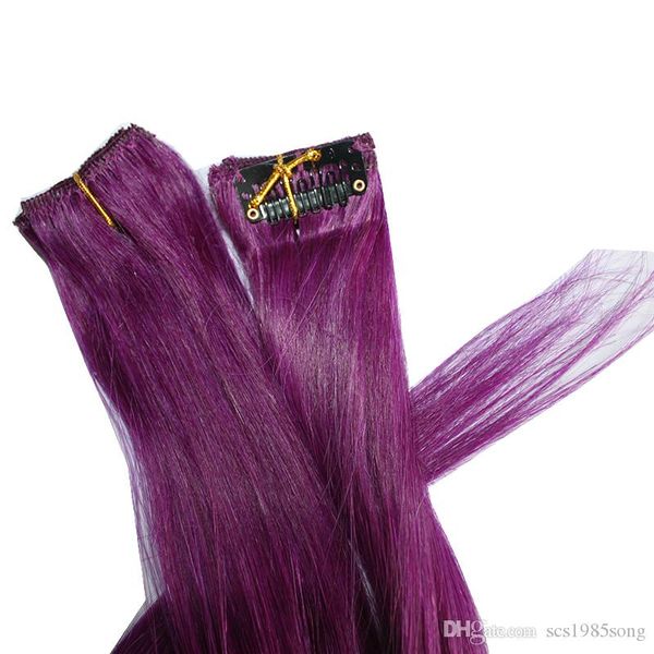 14 26 Full Head Brazilian Human Purple Red Gray Blonde Brown Color