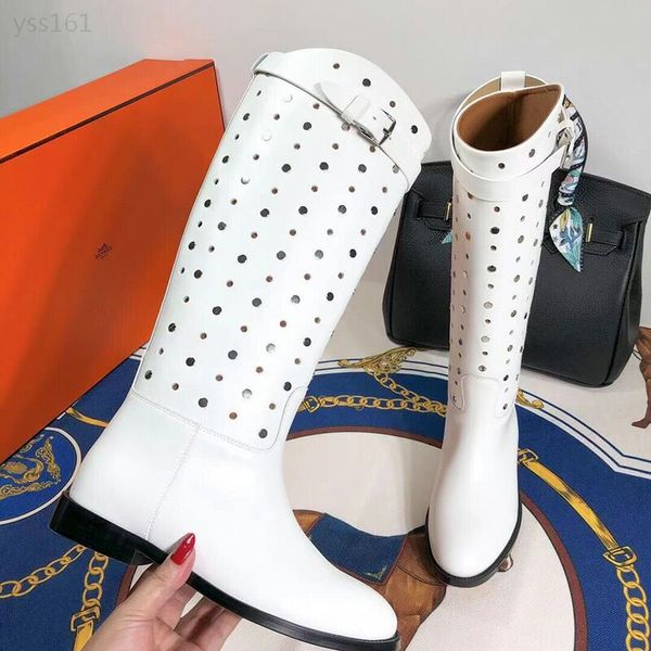 

2019 autumn and winter new women's calfskin boots flat bottom with and knees custom outdoor knight boots women's boots, Black