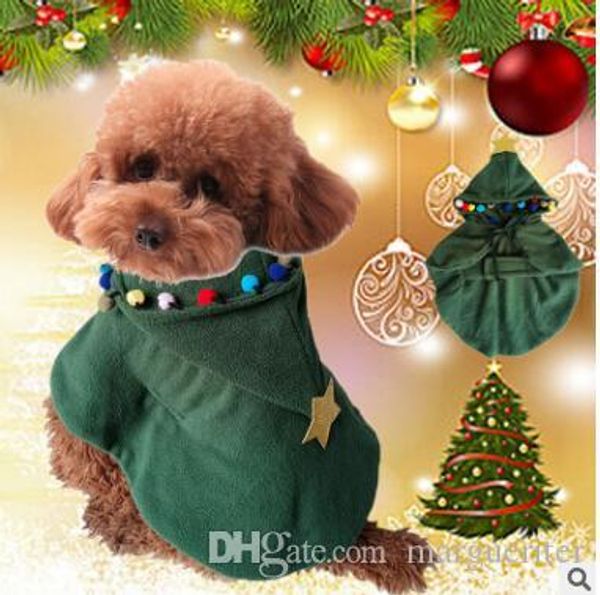 

christmas tree dog cloak christmas dog costumes winter warm polar fleece pet puppy coat xmas dog green hoodie clothing