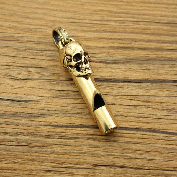 

handmade brass whistle skull dragon head - diy pendant edc keychain accessories outdoor emergency whistle mens gift
