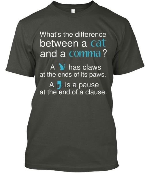 

men t shirt difference between a cat and a comma tshirts women t-shirt, White;black
