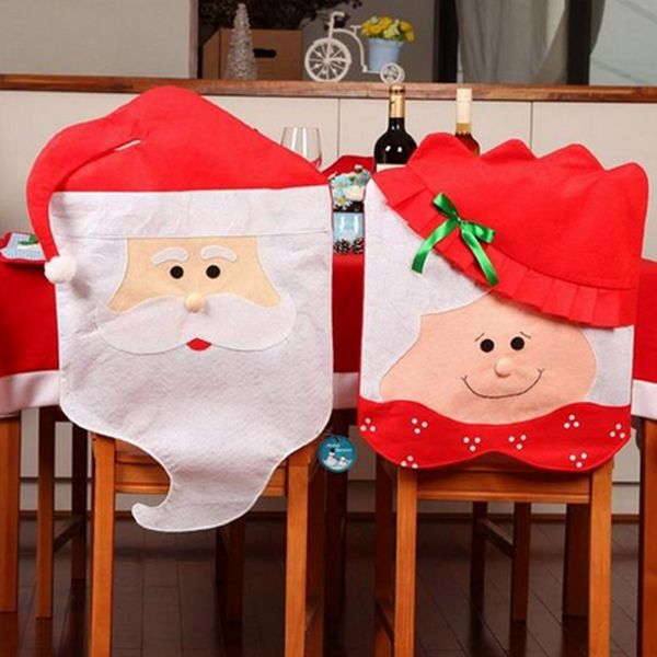 Lovely Mr Mrs Santa Claus Christmas Dining Room Chair Cover Seat