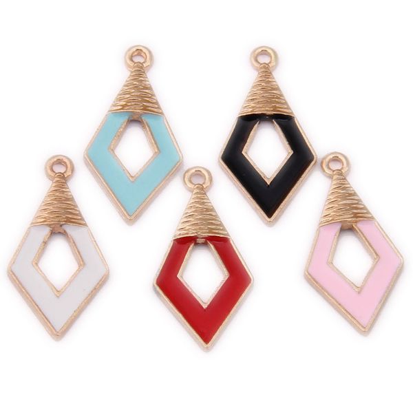 

20pcs / серия мода геометрическая ромб diy сплава эмаль подвески ожерелье серьги аксессуары подвеска 25 * 12мм, Bronze;silver