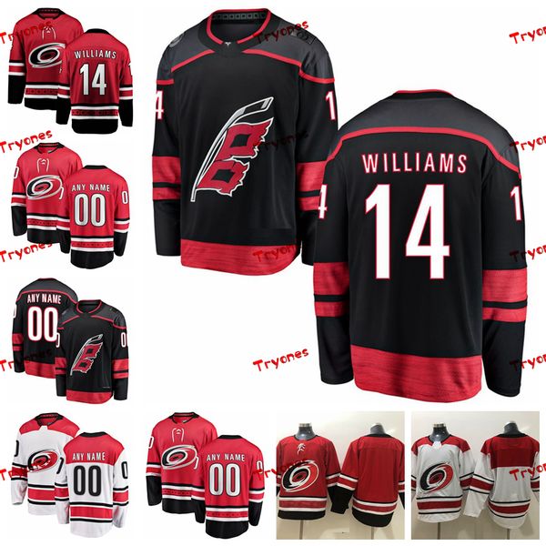 

2019 carolina hurricanes justin williams stitched jerseys customize alternate black shirts 14 justin williams hockey jerseys s-xxxl, Black;red