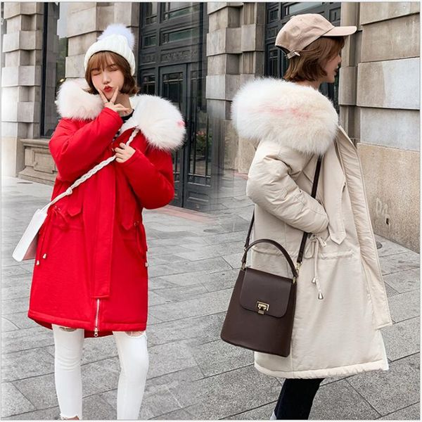 

2019 new arrival cotton padded jackets slim long winter jacket women thick ladies coat warm female parka lining plus velvet 401, Tan;black