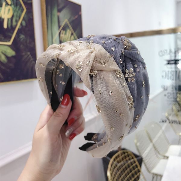 

2019 new fashion bohemian gold glitter taffeta knot hairband hair headband hair accessories jewelry