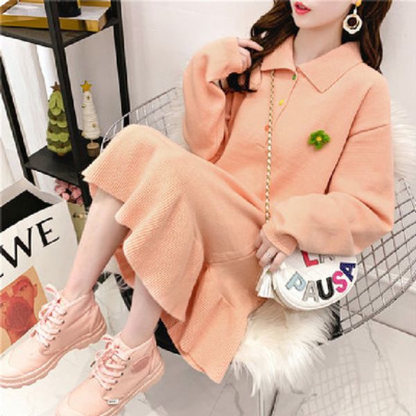 

new autumn and winter maternity fashion pregnant dress loose casual maternity dress wild long sweater sweater, White