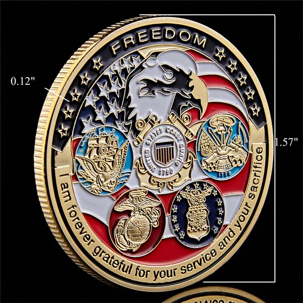 

USA Navy USAF USMC Army Coast Guard American Free Eagle Totem Gold Military Medal Challenge Coin Collection metal crafts