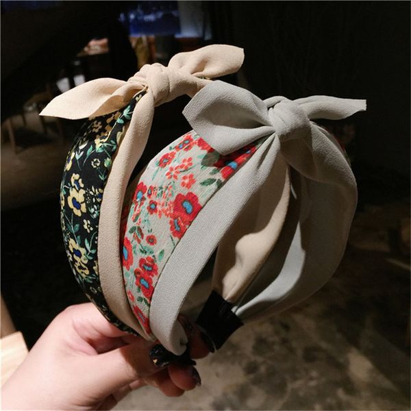 

awaytr korea simple sweet floral knotted bow hairband for women girls fabric headband fashion headwear hair accessories