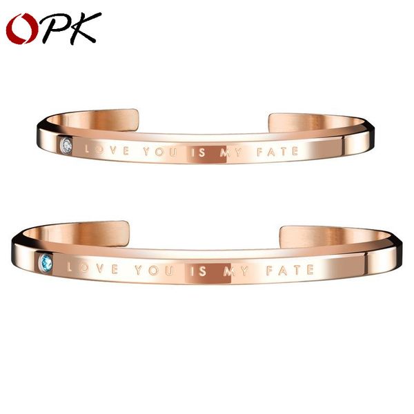 

european and american trendy fashion simple men and women's bracelet titanium steel inlaid water drill thin plate open couple bracelet, Black