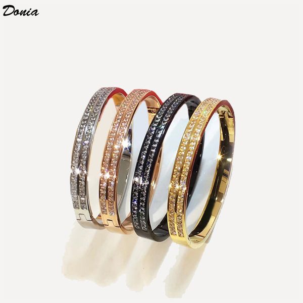 

donia jewelry new fashion party bracelet copper inlaid zircon bracelet ladies double row zircon party, Black