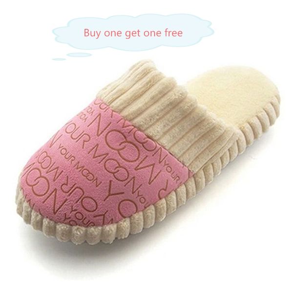 

bonjean 2019 autumn winter warm non-slip slipper men women cotton-padded home slippers rubber sole sewing indoor soft plush shoe, Black