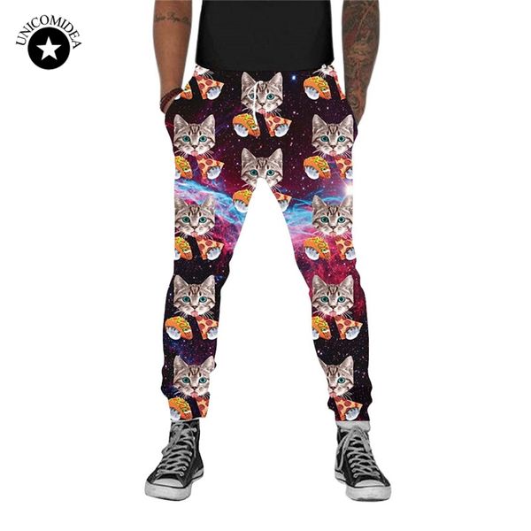 

streetwear pants 3d print space cat pants jogger pant men women track pants funny pizza cat trousers galaxy sweatpant large size, Black