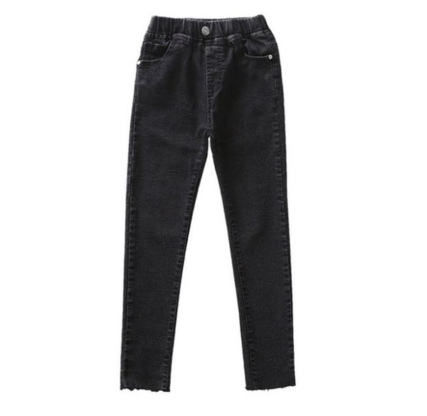 

kids girls jeans children cotton denim pencil pants skinny trousers elasticity for big girls black pants age for 3-13y gl95, White