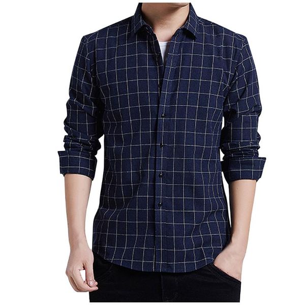 

chamsgend long sleeve man shirts polyester men's blouse plaid shir casual fashion striped loose lapel long sleeve shirt, White;black
