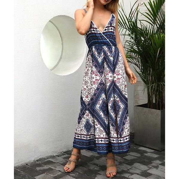 

women's jumpsuits & rompers women floral print casual summer wide leg pants overalls chest wrap strapless beach playsuits ws8456v, Black;white