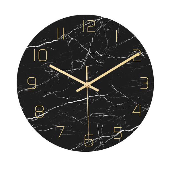 

light luxury marble wall clock acrylic material uv printing clock living room decoration silent movement