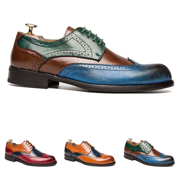 

large size mens dress shoes leather carved colorful business casual prom flat comfortable wedding good quality size 38-47 twelve, Black