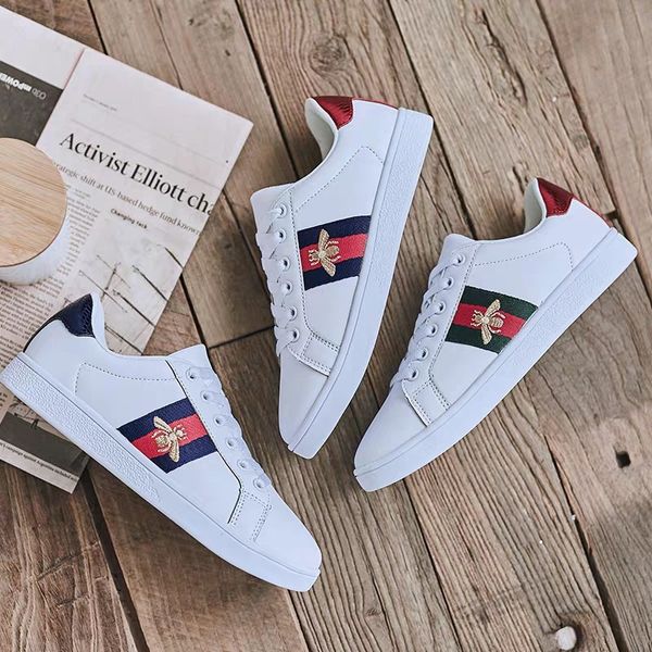 

new designer gg casual woman shoes ace embroidery bee tiger snake flat sneaker sports trainers genuine leather men women shoes