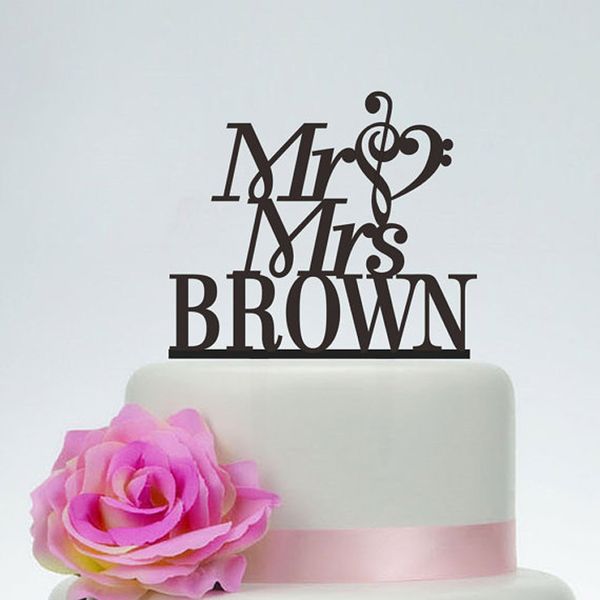 

music note wedding cake er,acrylic golg silver mr and mrs cake er with last name,custom personalized funny cake er. other event