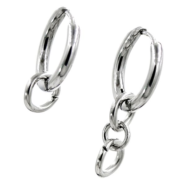 

1 pair hip hop rock silver color small round rings dangle drop hoop earrings, Golden