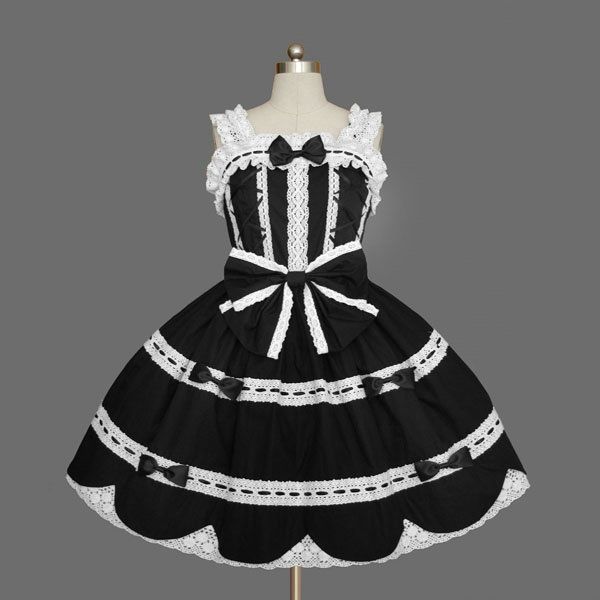 

lolita dress gothic gorgeous lace bowknot temperament sweet lolita slip dress retro kawaii victorian vestido loli jsk, Black;red