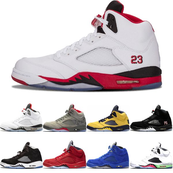 

5s fire red jumpman basketball shoes sup camo michigan inspire psg black blue suede oreo mens sport sneaker trainers