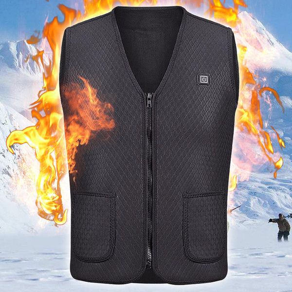 

men women outdoor usb infrared heating vest jacket winter flexible electric thermal clothing waistcoat for sports hiking new hot, Black;white