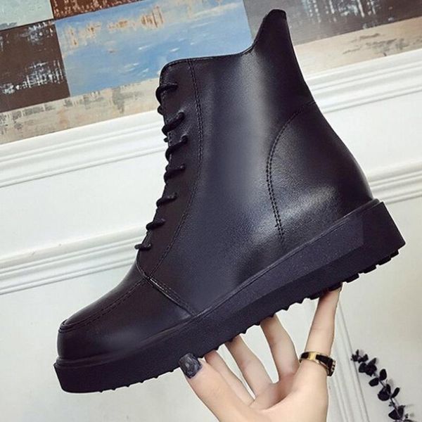 

2019 flat shoes women ankle boots winter plush warm shoes ladies thick-soled side zipper cross-strap winter black casual boots