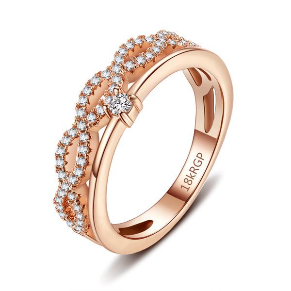 

european and american fashion trend rose gold inlaid zircon ring female jewelry wholesale valentine's day charm gift, Silver