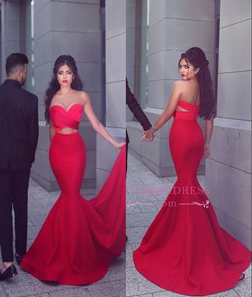 

red mermaid prom evening dress 2019 african strapless formal party gown elegant sheath celebrity dresses custom made, Black