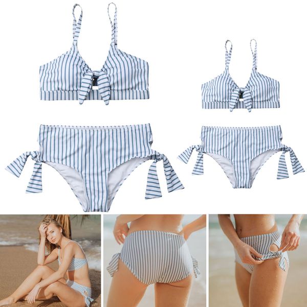 

parent-child bikini sporty women's kids swimsuit bathing swimwear beachwear, Blue