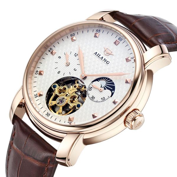 

ai lang men watch fully automatic mechanical waterproof watch, Slivery;brown