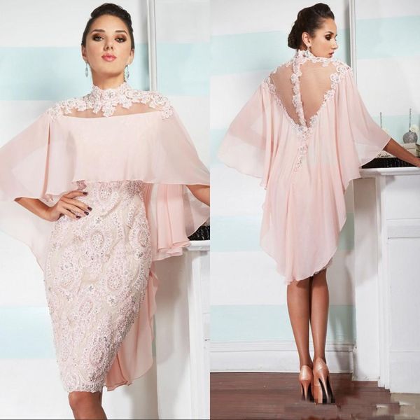 2019 Chá Rosa Comprimento Mãe Da Noiva Vestidos de Renda Com Jaqueta Apliques Plus Size Vestido de Noite Formal Vestidos de Festa de Formatura Feitos Sob Encomenda