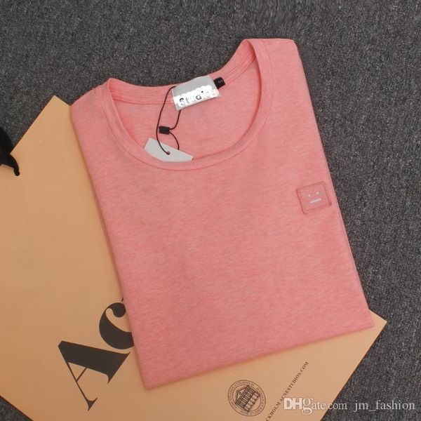 

2017 весна лето новый стиль студио переменного тока улыбка лицо футболка северная европа бренд чистый цвет хлопка с коротким рукавом футболк, White