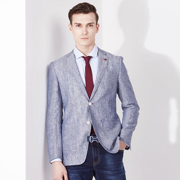 

2020spring марка мужская одежда 100% льняные мужчин пиджак пальто куртки однобортный тонкий подходят костюмы бизнес-костюмы для блейзеры, White;black